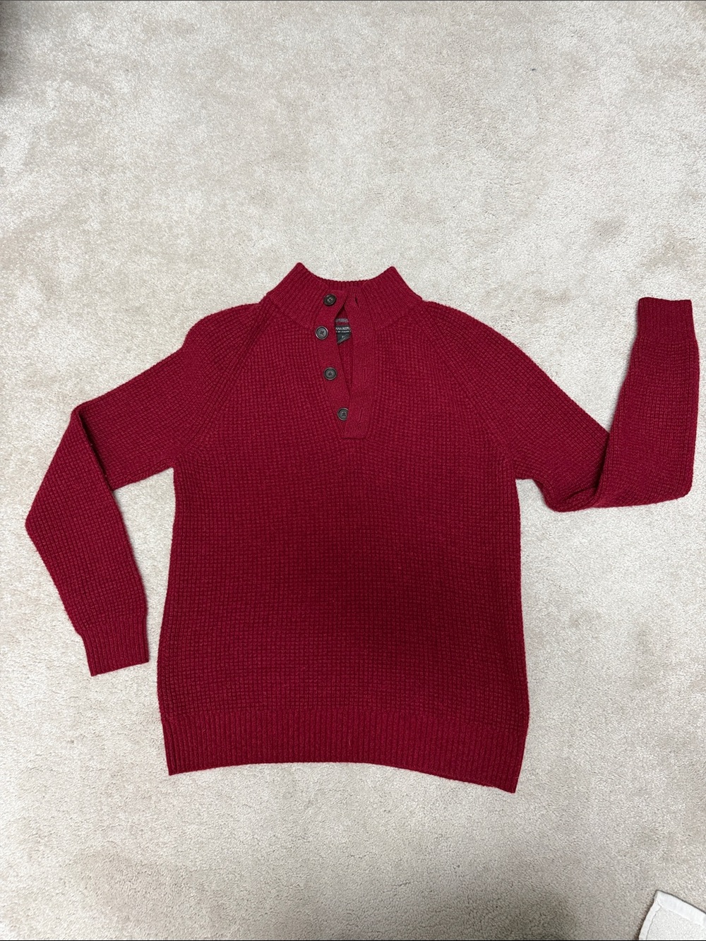 Banana Republic Men's Burgundy Button-Front Turtleneck Sweater